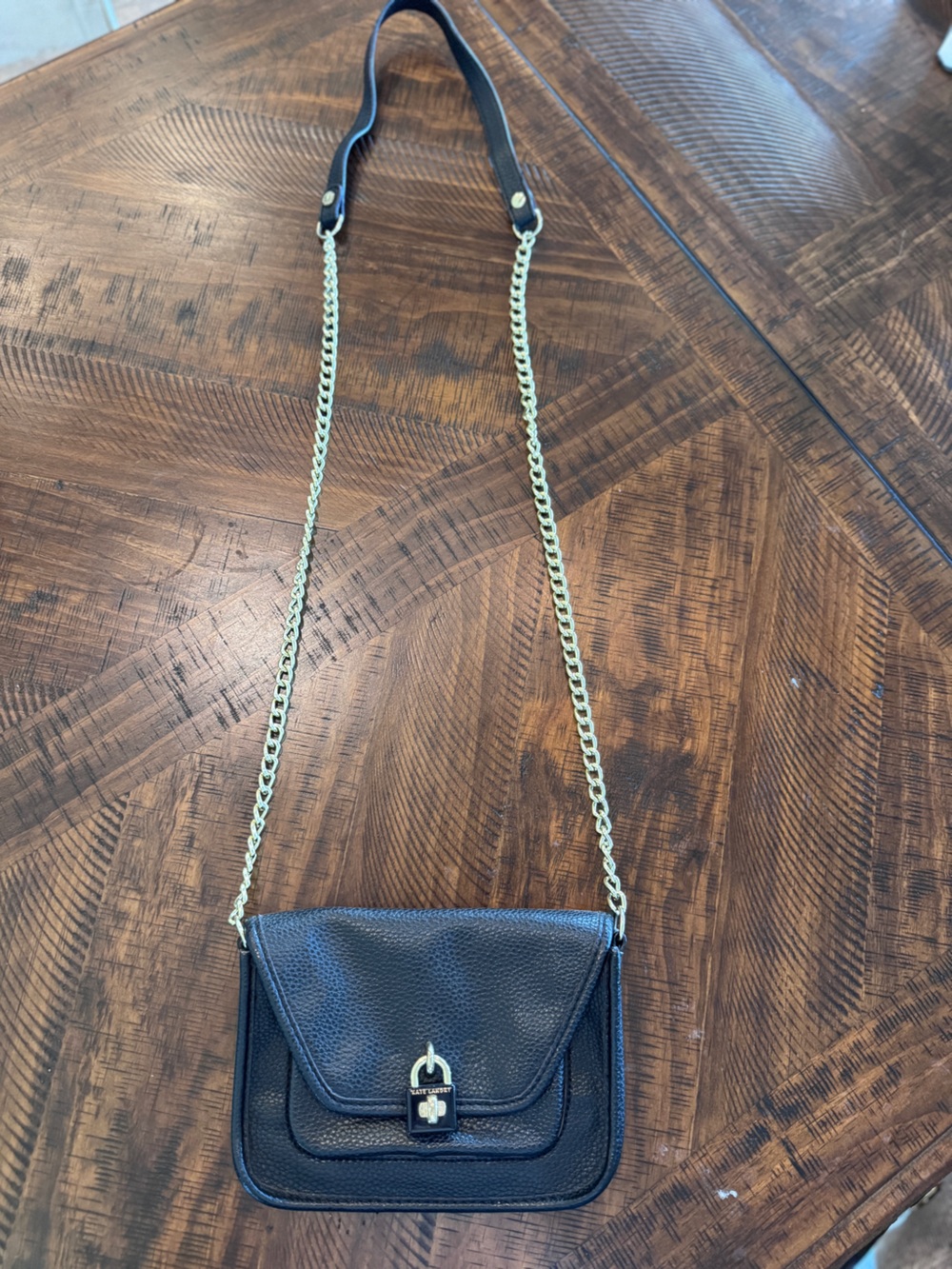 Women's Black Crossbody Bag with Gold Chain Strap
